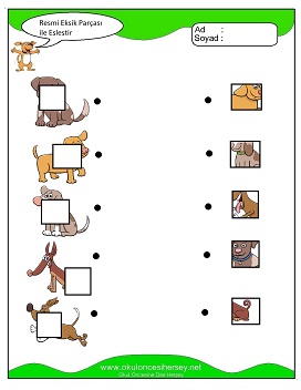 Resmi Eksik Parçası İle Eşleştir Çalışma Sayfaları